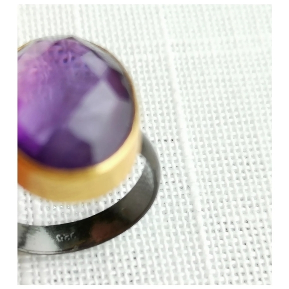 Amethyst ring in sterling silver 14k gold vermeil size 6 - Picture 3 of 7